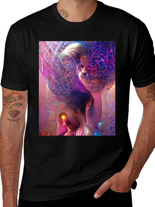 Abstract Art Print Black T-Shirt - Unique Graphic Tee