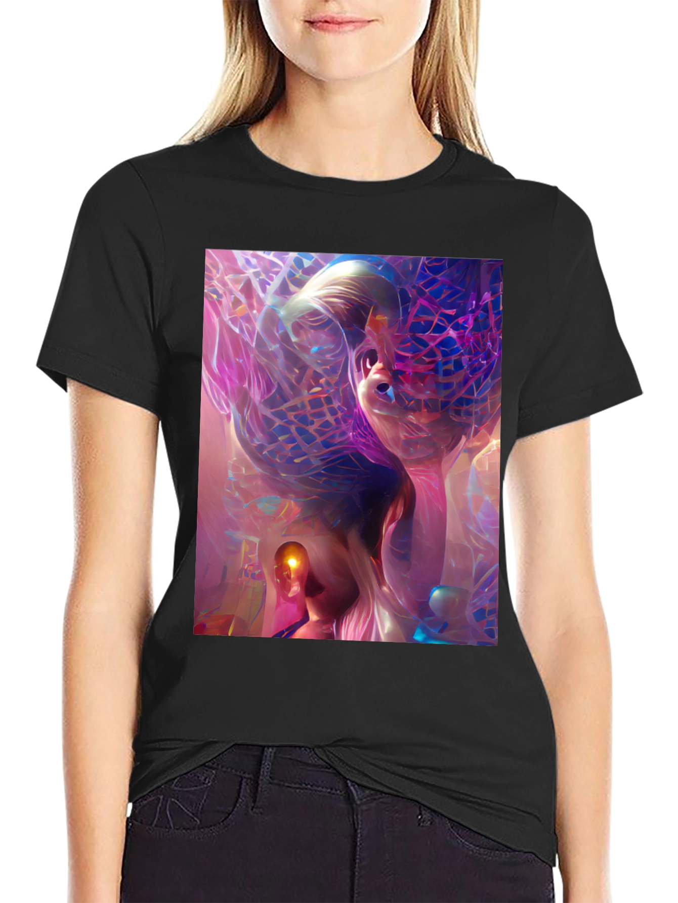 Abstract Art Print Black T-Shirt - Unique Graphic Tee