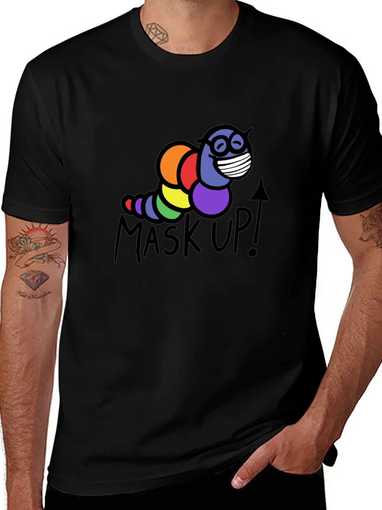 Mask Up! Rainbow Worm T-Shirt