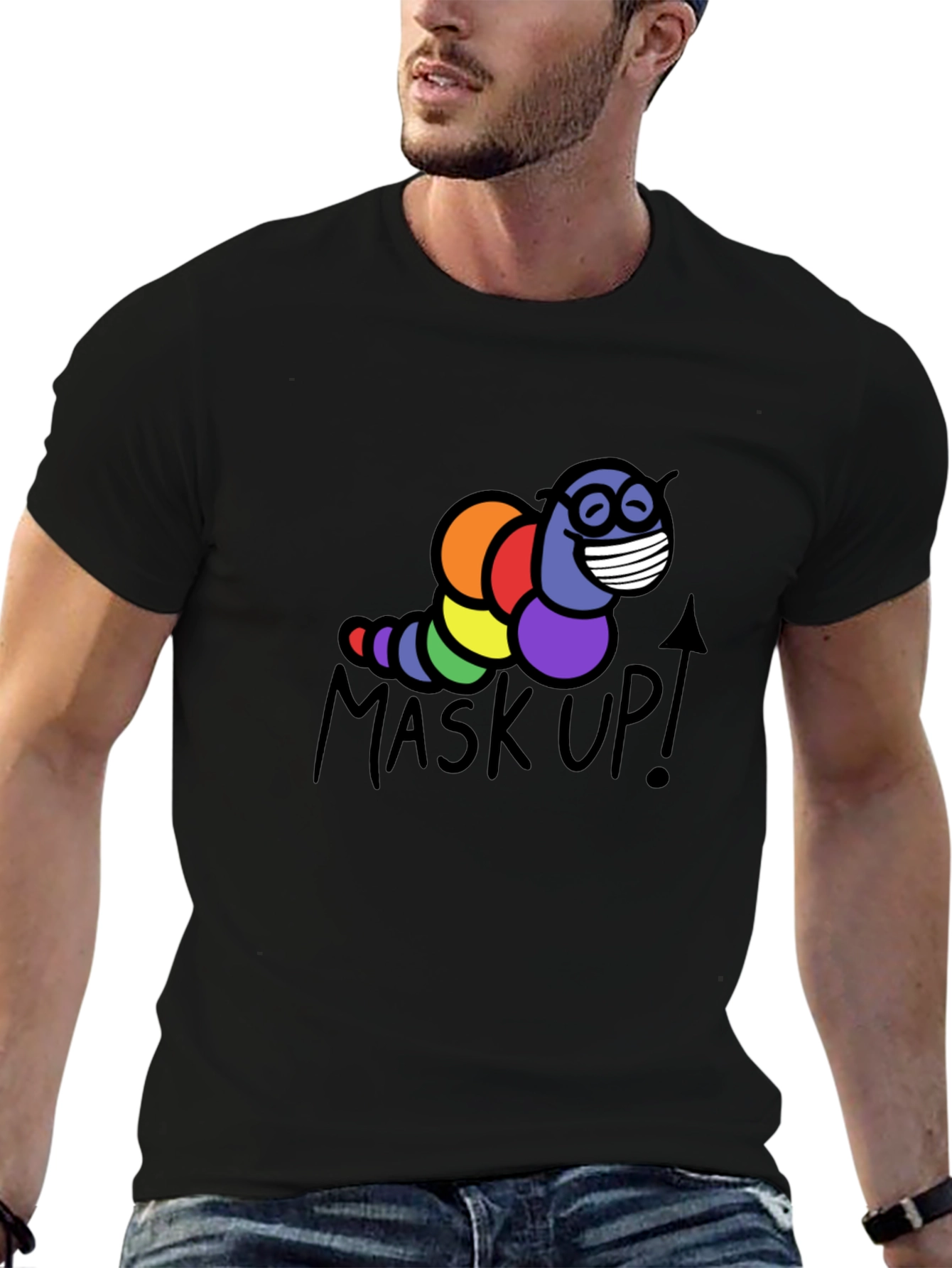 Mask Up! Rainbow Worm T-Shirt