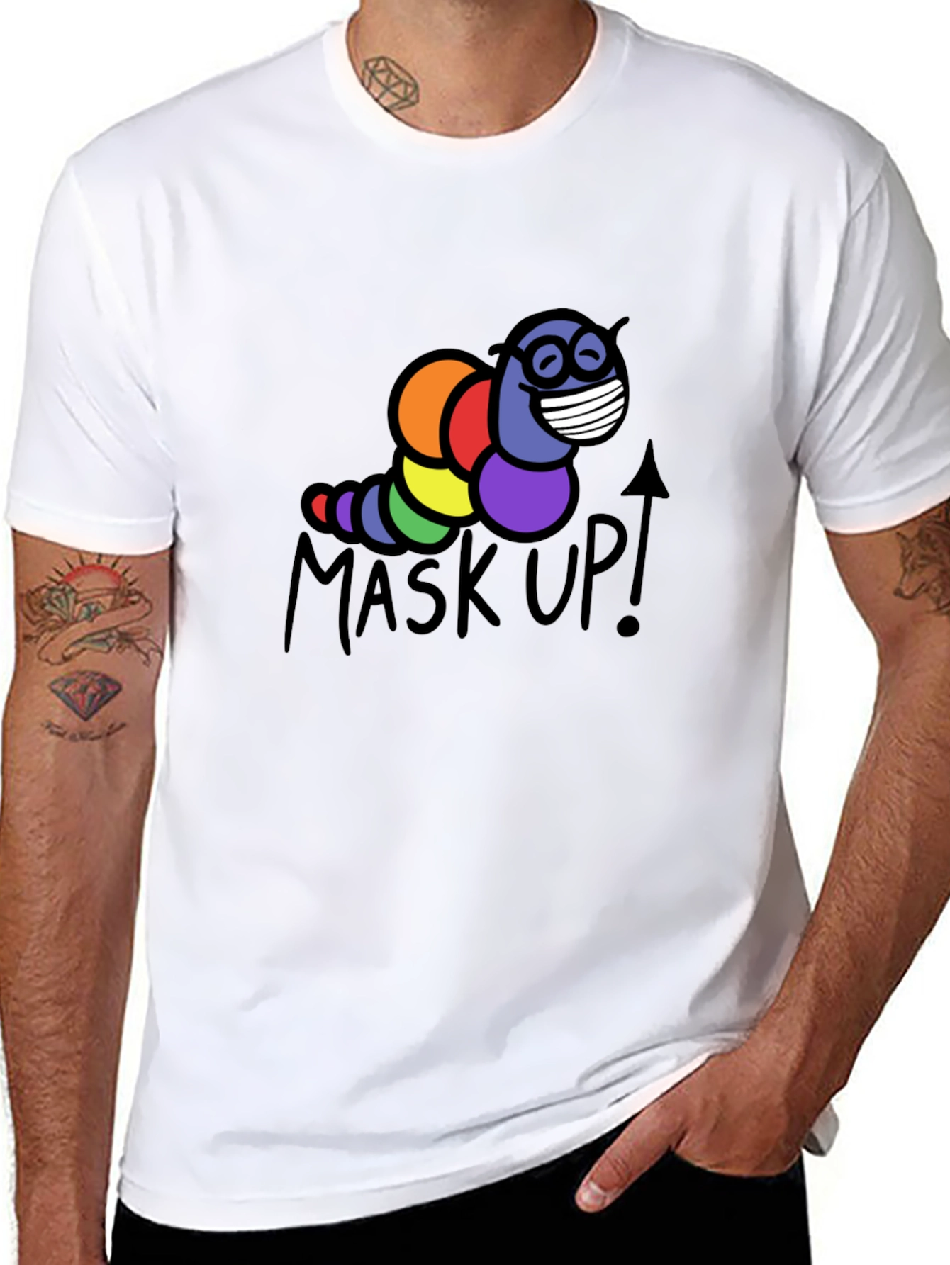 Mask Up! Rainbow Worm T-Shirt