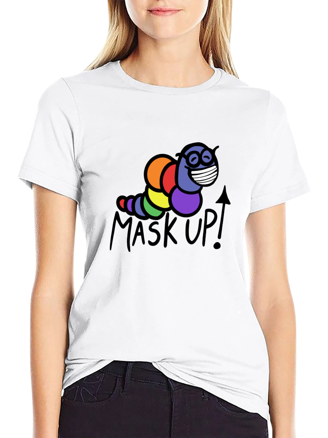 Mask Up! Rainbow Worm T-Shirt