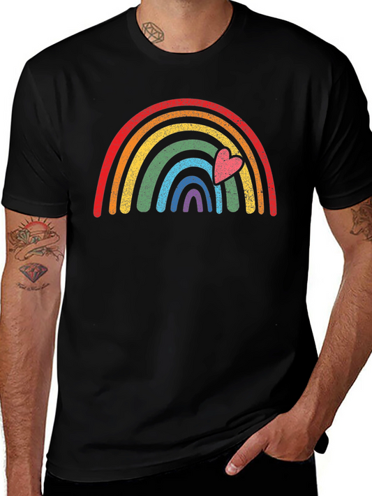 Rainbow Heart Graphic Tee - Black