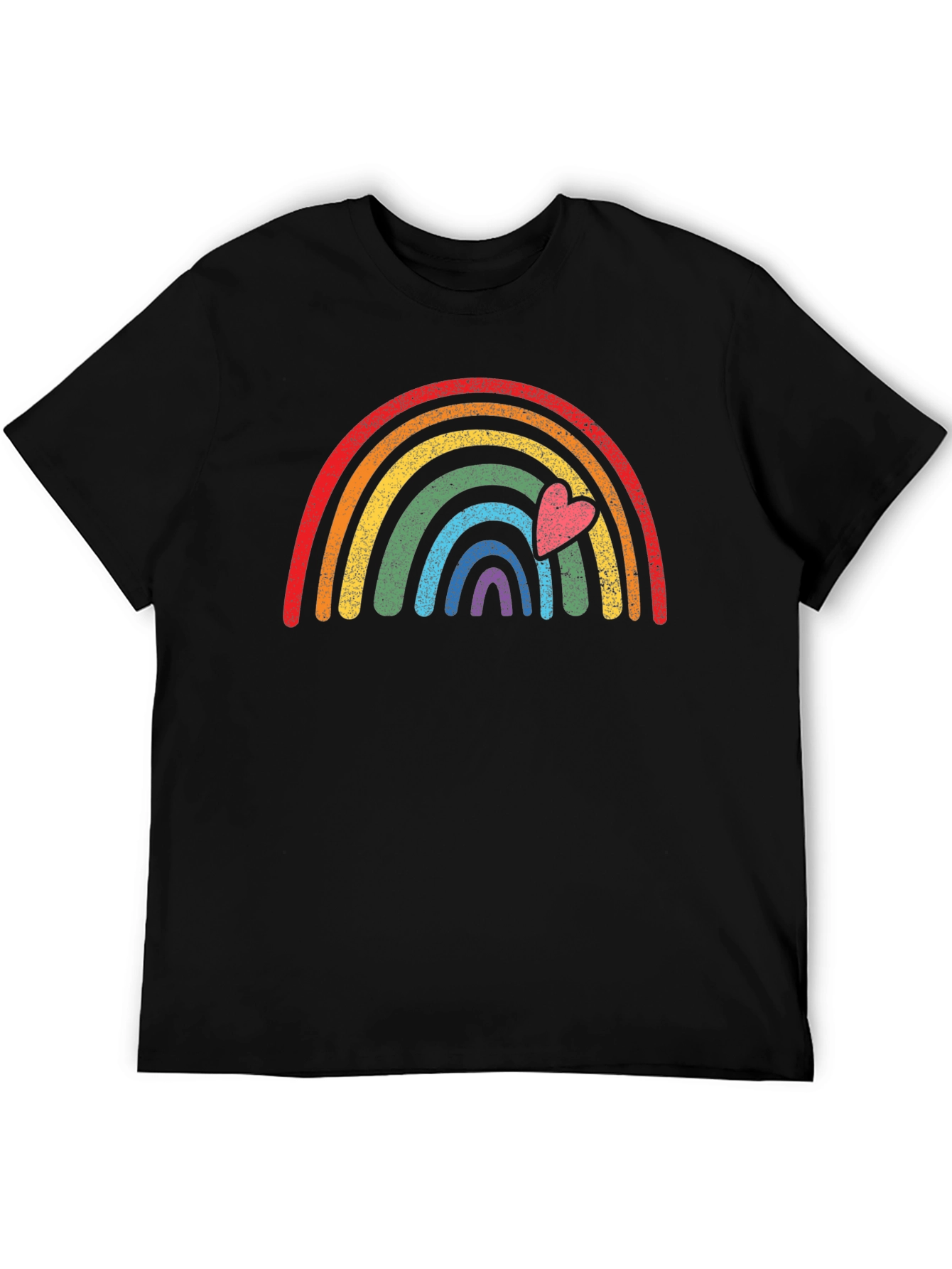 Rainbow Heart Graphic Tee - Black