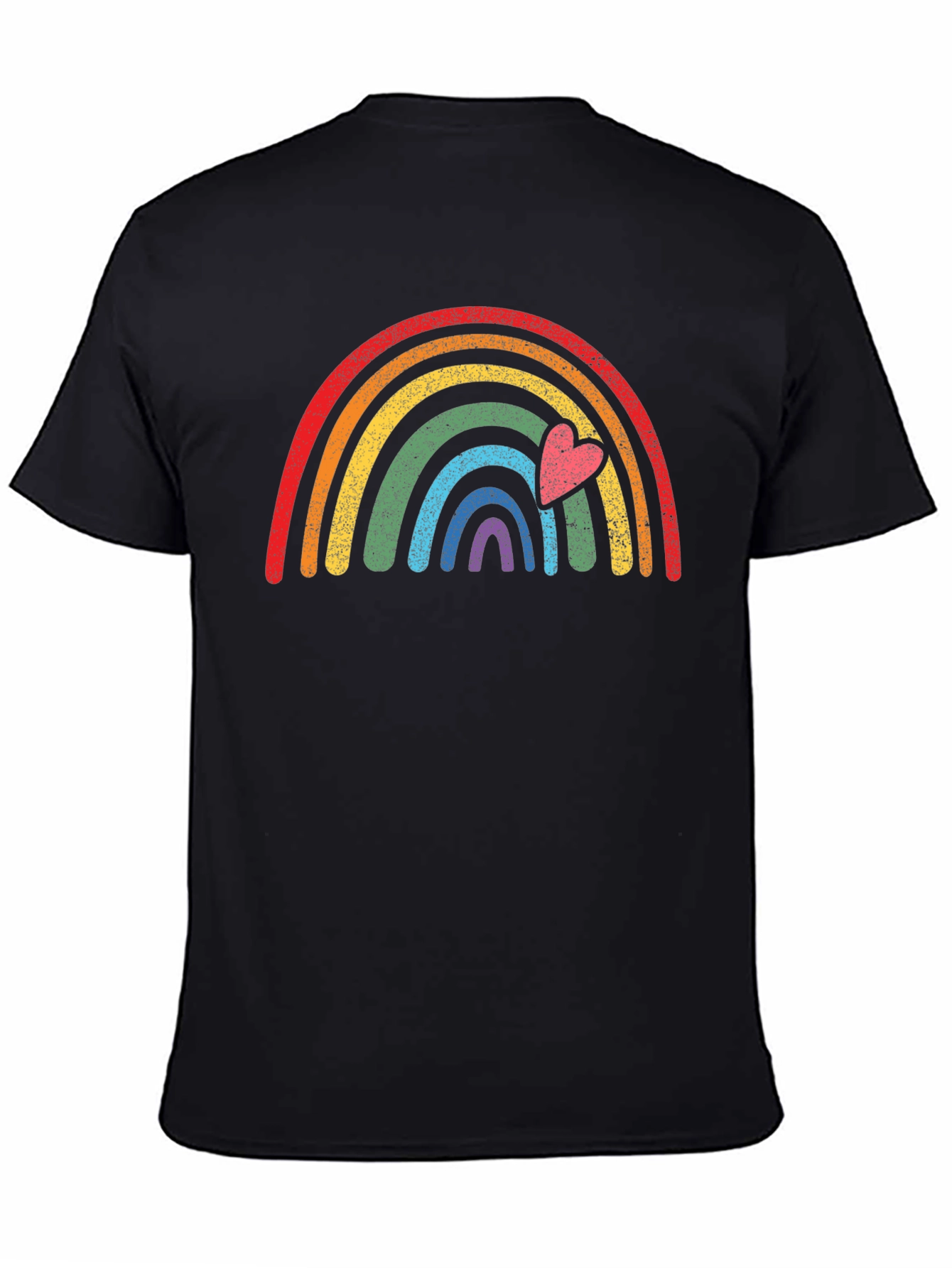 Rainbow Heart Graphic Tee - Black