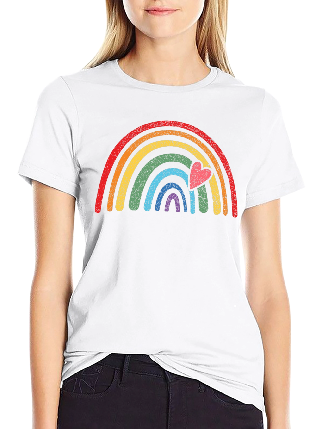 Rainbow Heart Graphic Tee - Black