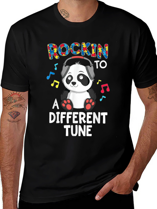 Rockin to a Different Tune Autism Awareness Panda T-Shirt