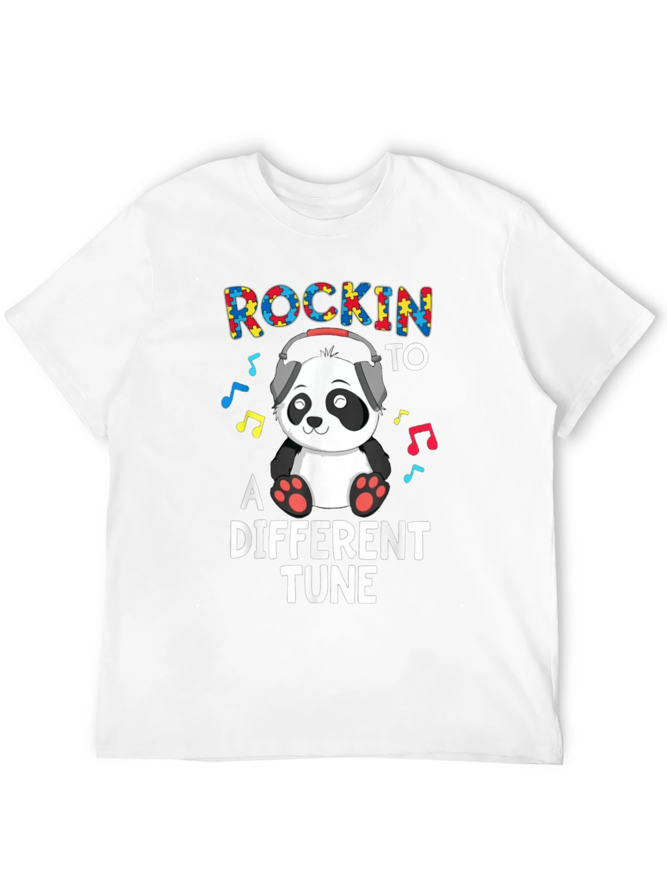Rockin to a Different Tune Autism Awareness Panda T-Shirt