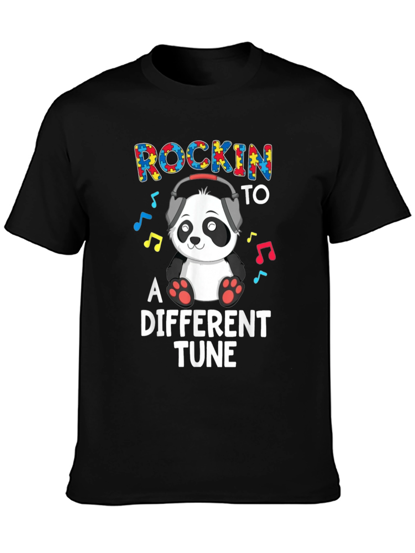 Rockin to a Different Tune Autism Awareness Panda T-Shirt