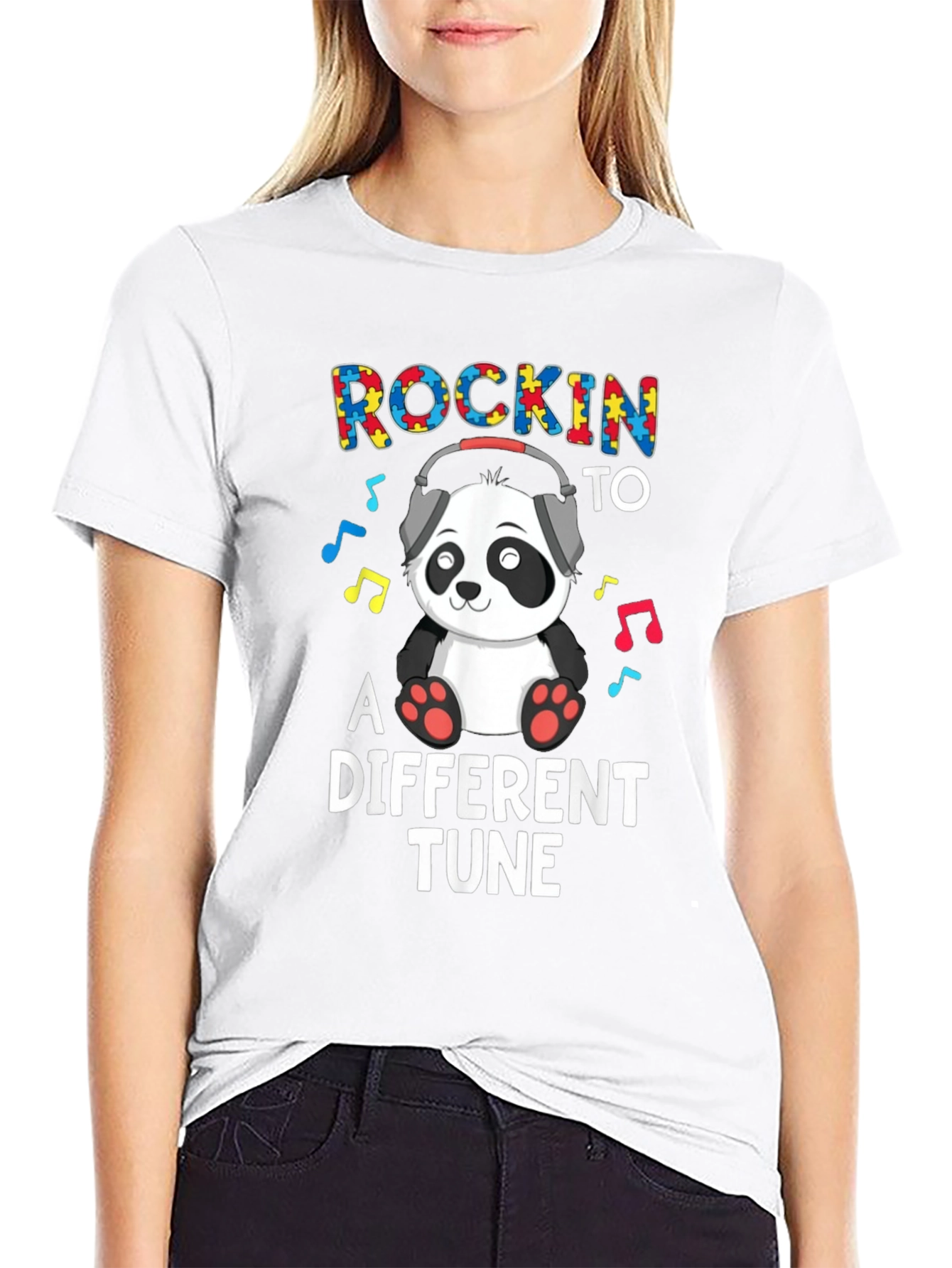 Rockin to a Different Tune Autism Awareness Panda T-Shirt