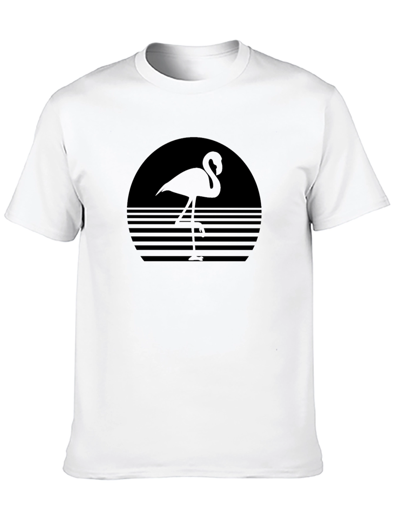 Retro Flamingo Sunset Black T-Shirt