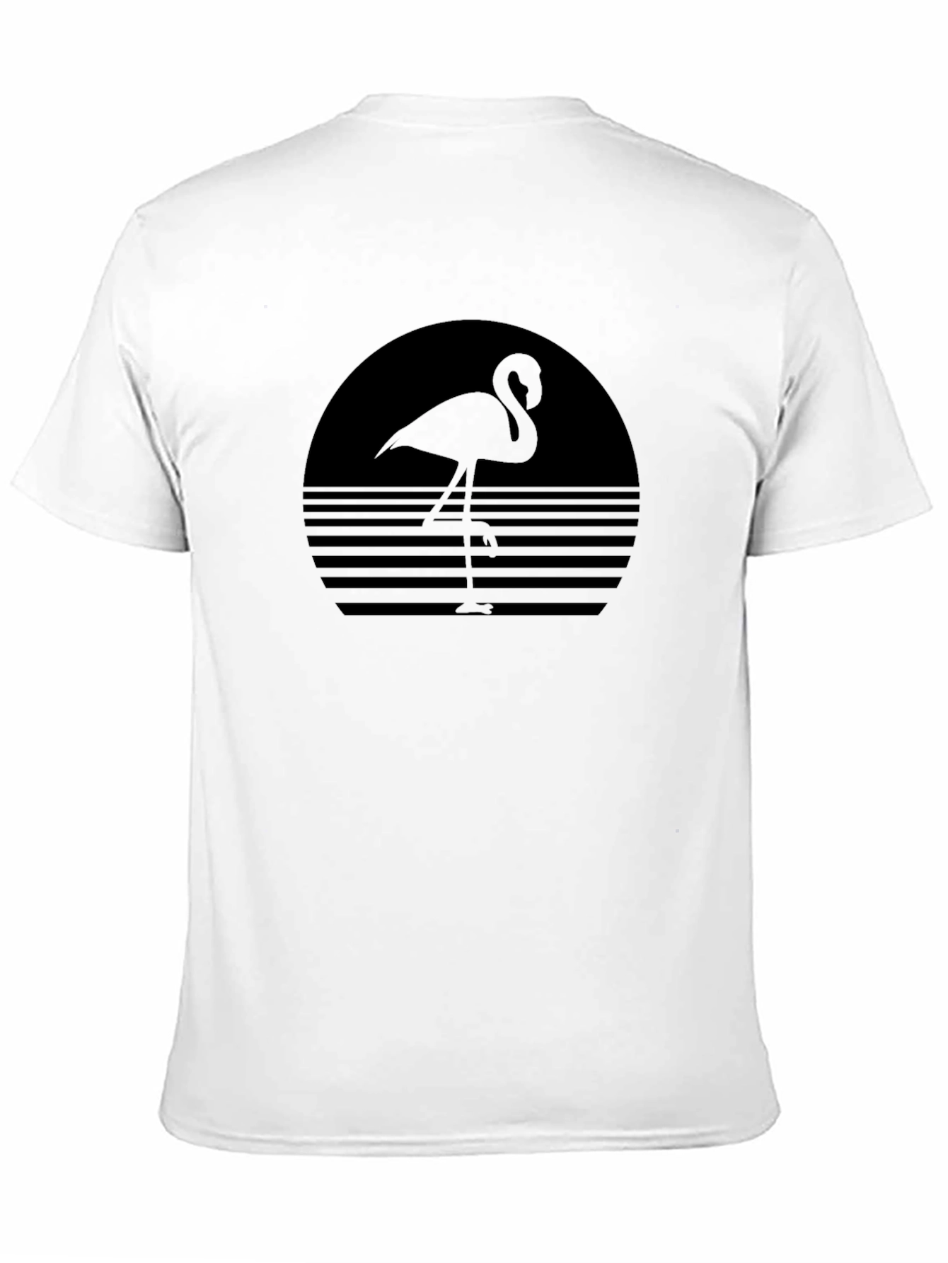 Retro Flamingo Sunset Black T-Shirt