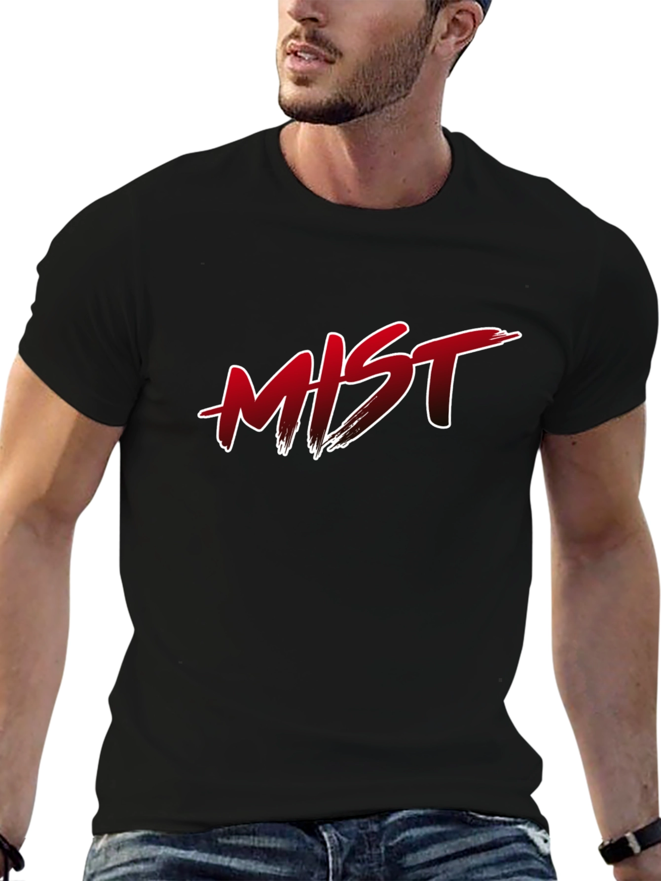 MIST Graphic Print Black T-Shirt