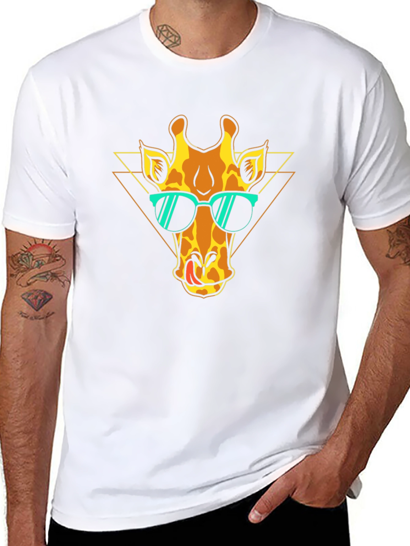 Cool Giraffe Graphic Tee - Black T-Shirt