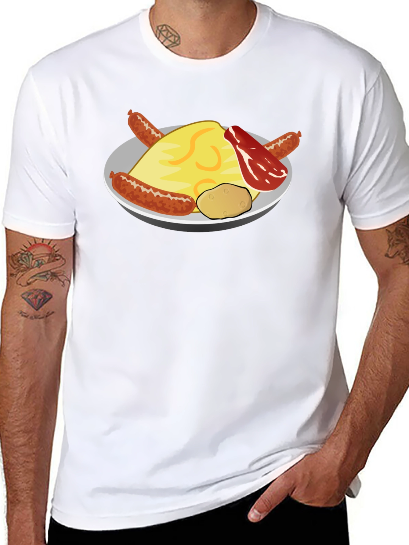 Breakfast Food Graphic Tee - Sausage & Potatoes