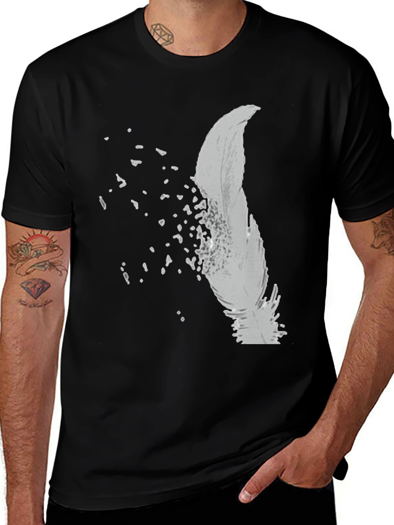 Feather Fade Black Graphic Tee
