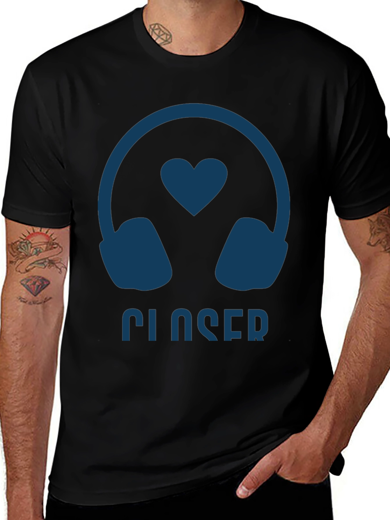 Closer Headphone Heart T-Shirt - Cool Music Lover Tee