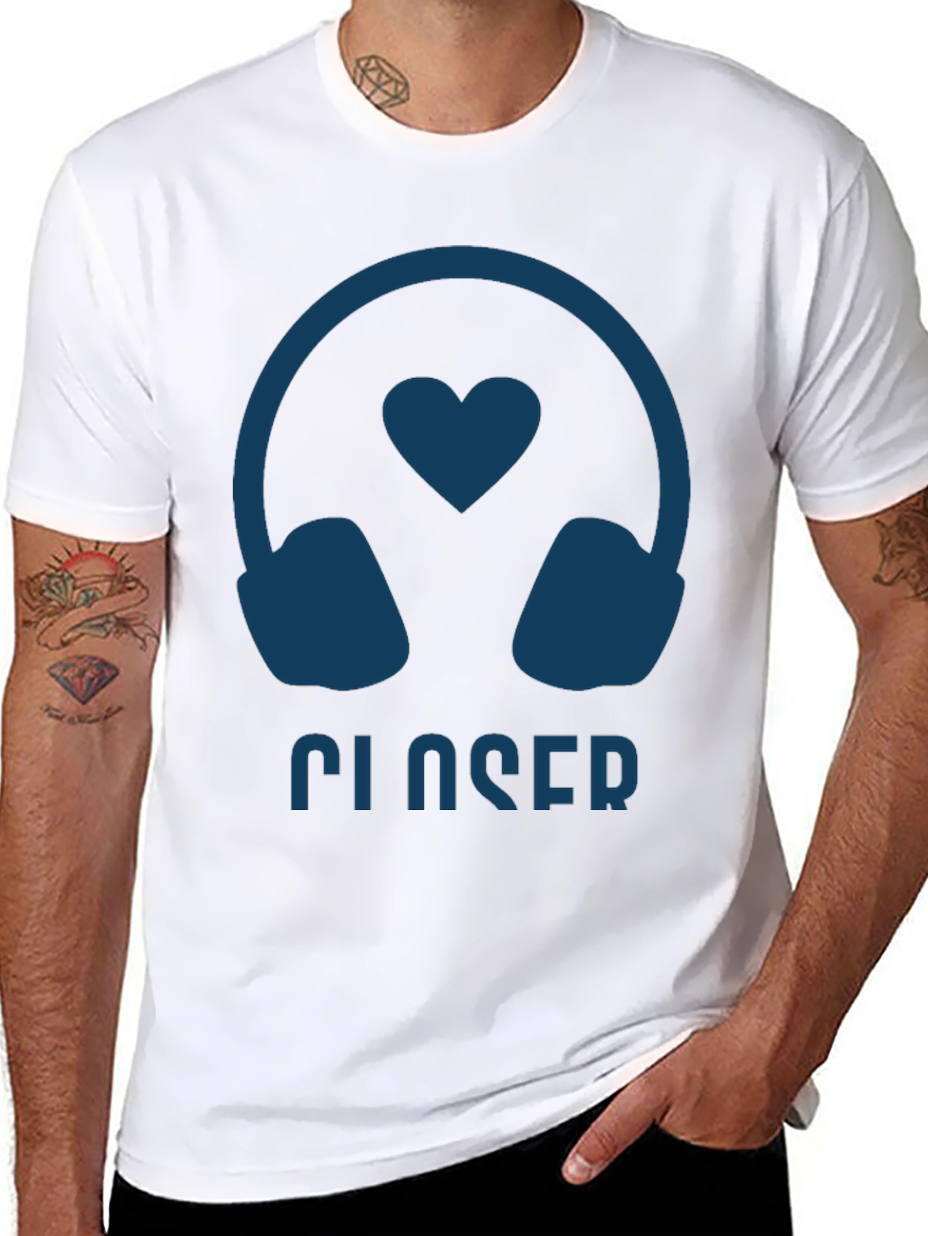 Closer Headphone Heart T-Shirt - Cool Music Lover Tee