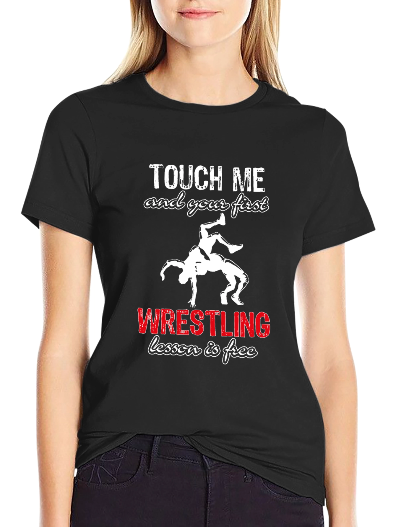 Wrestling Lesson Free Black T-Shirt