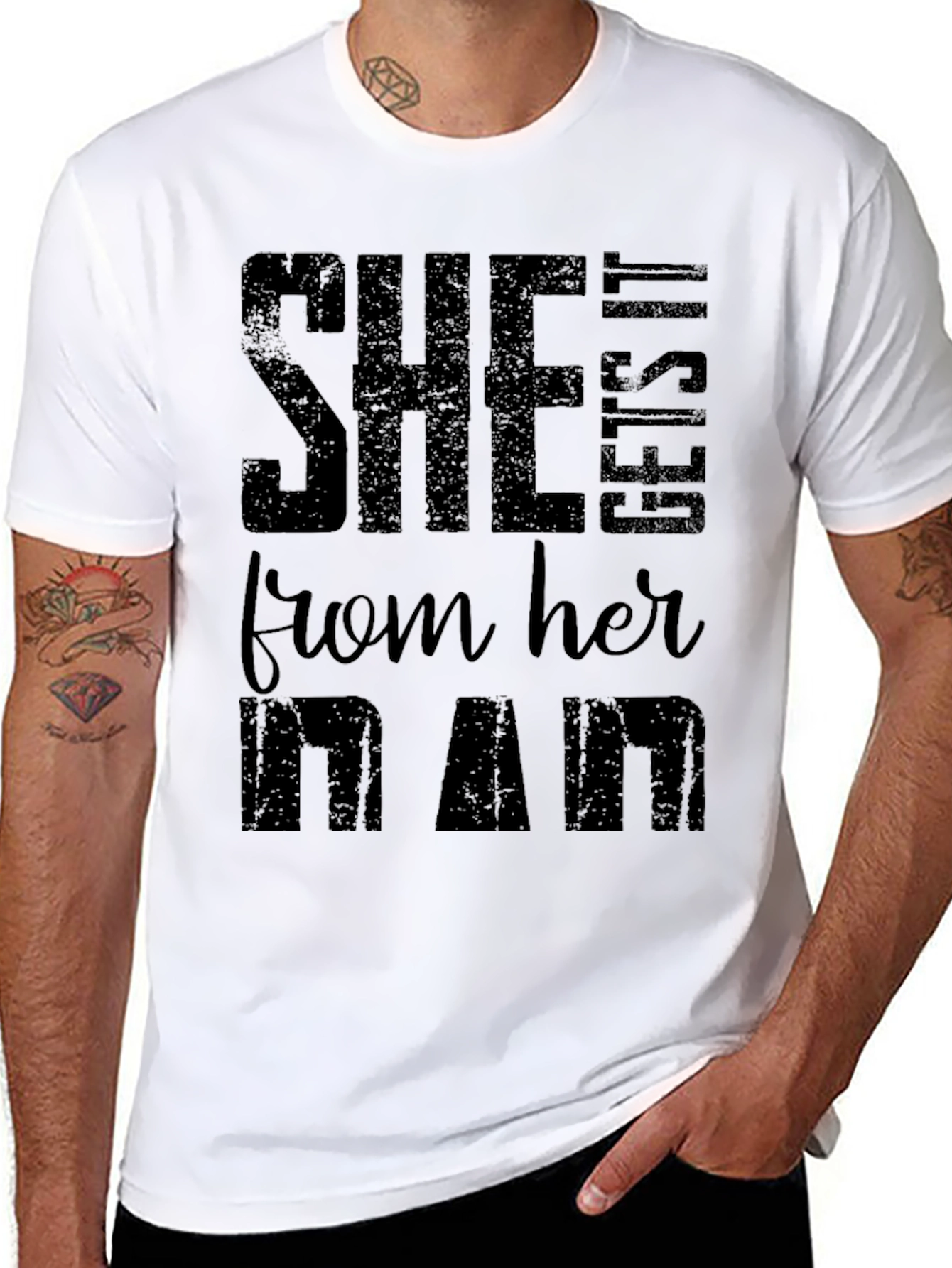 She Gets It From Her Dad Black T-Shirt
