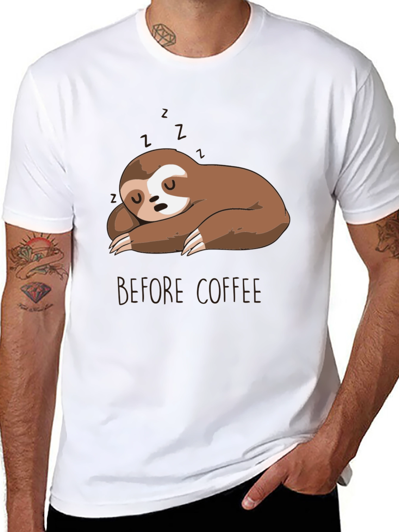 Sloth Before Coffee Graphic T-Shirt