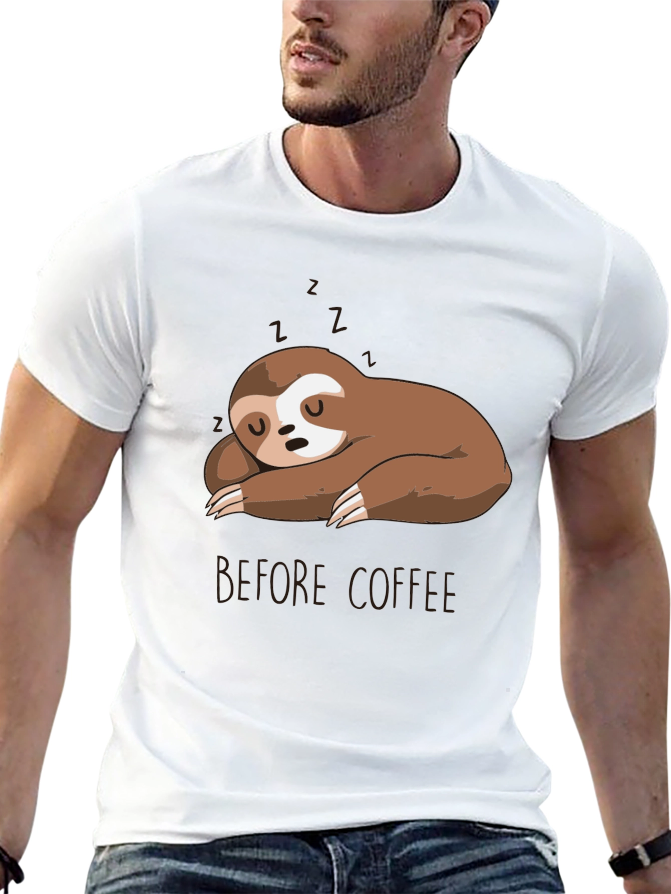 Sloth Before Coffee Graphic T-Shirt