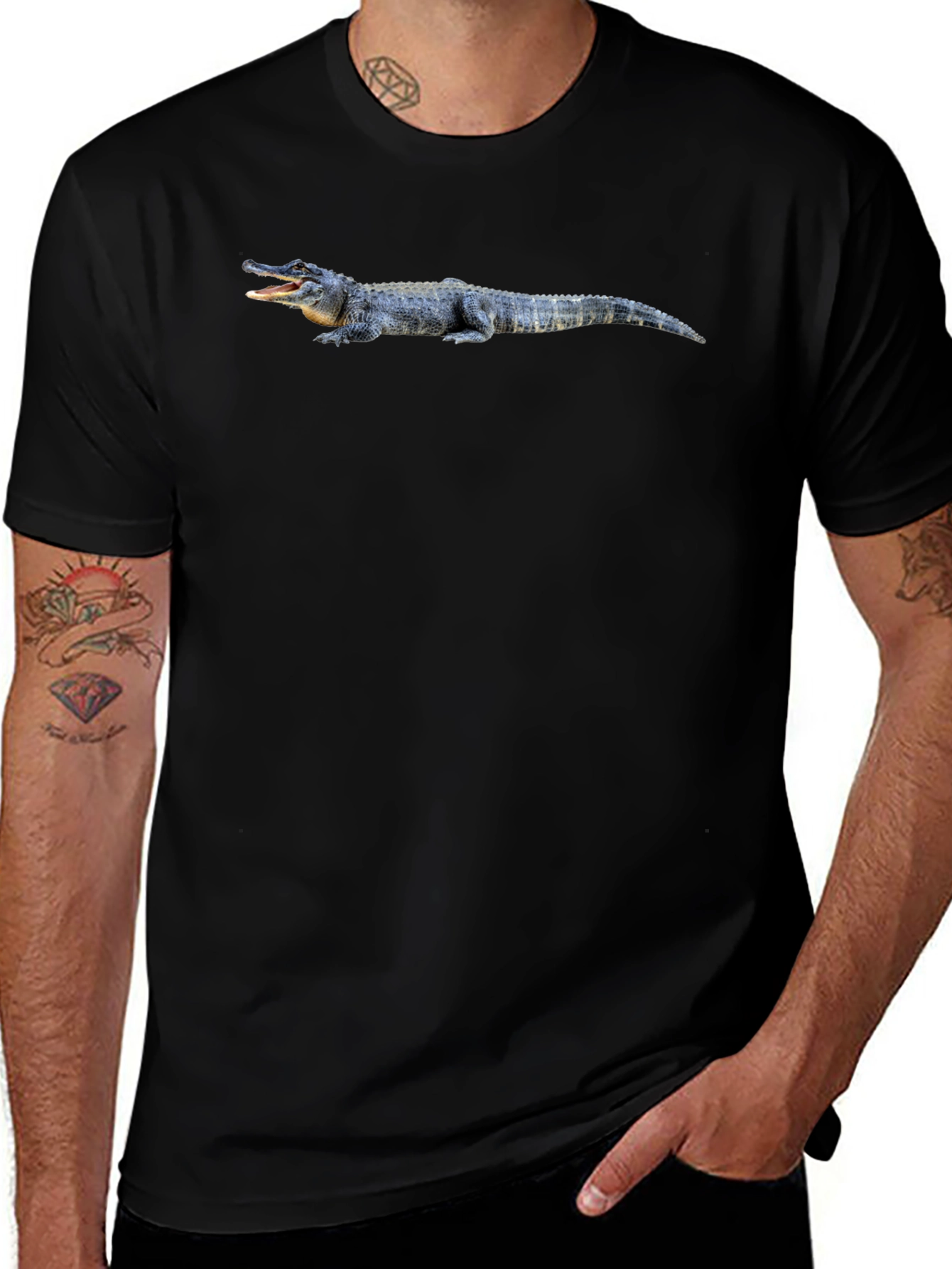 Alligator Graphic Tee - Black Cotton T-Shirt