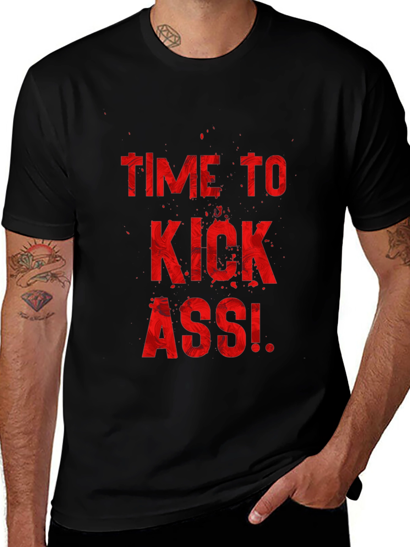 Time to Kick Ass Black Graphic Tee