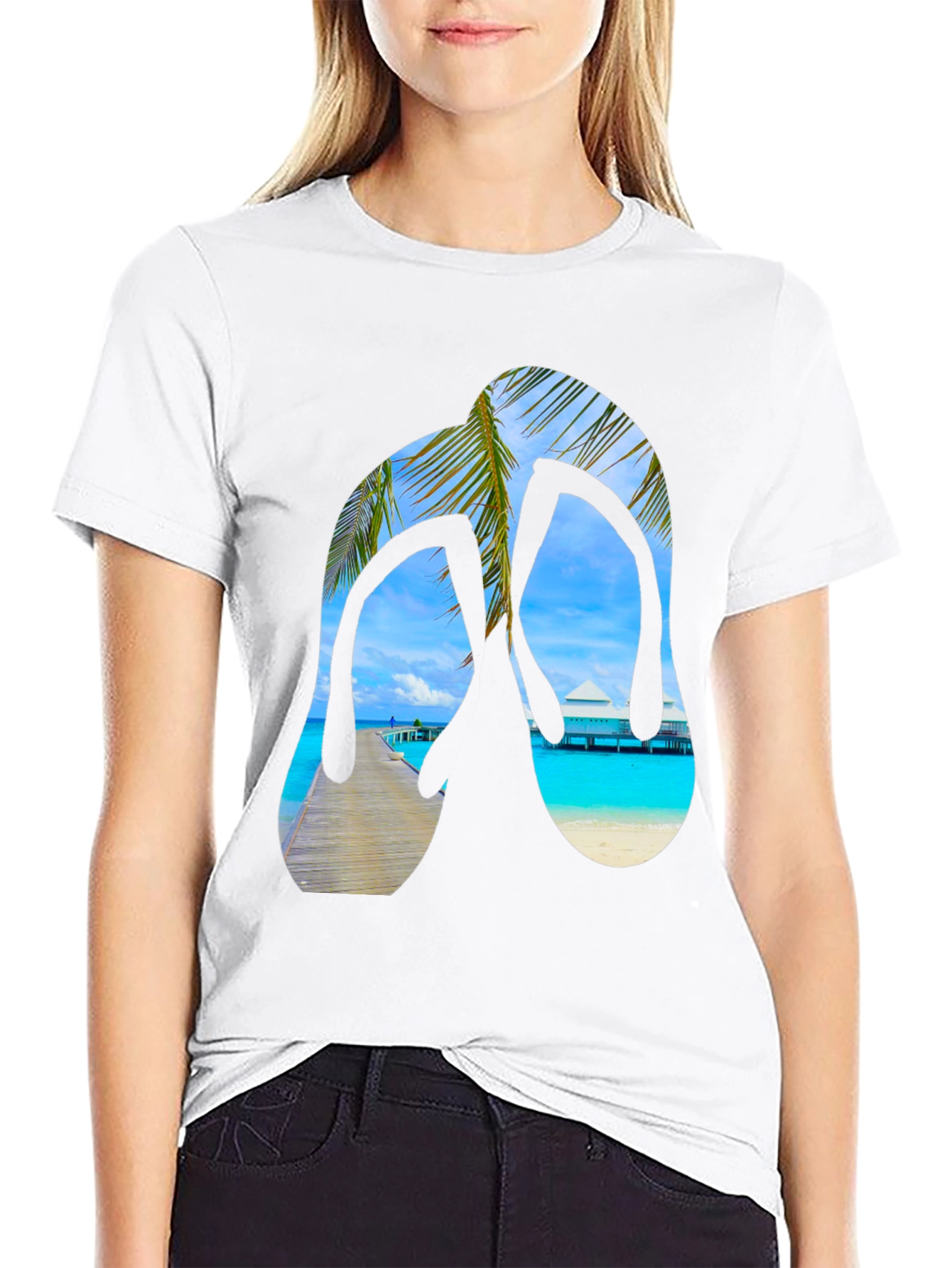 Tropical Flip Flop Graphic T-Shirt