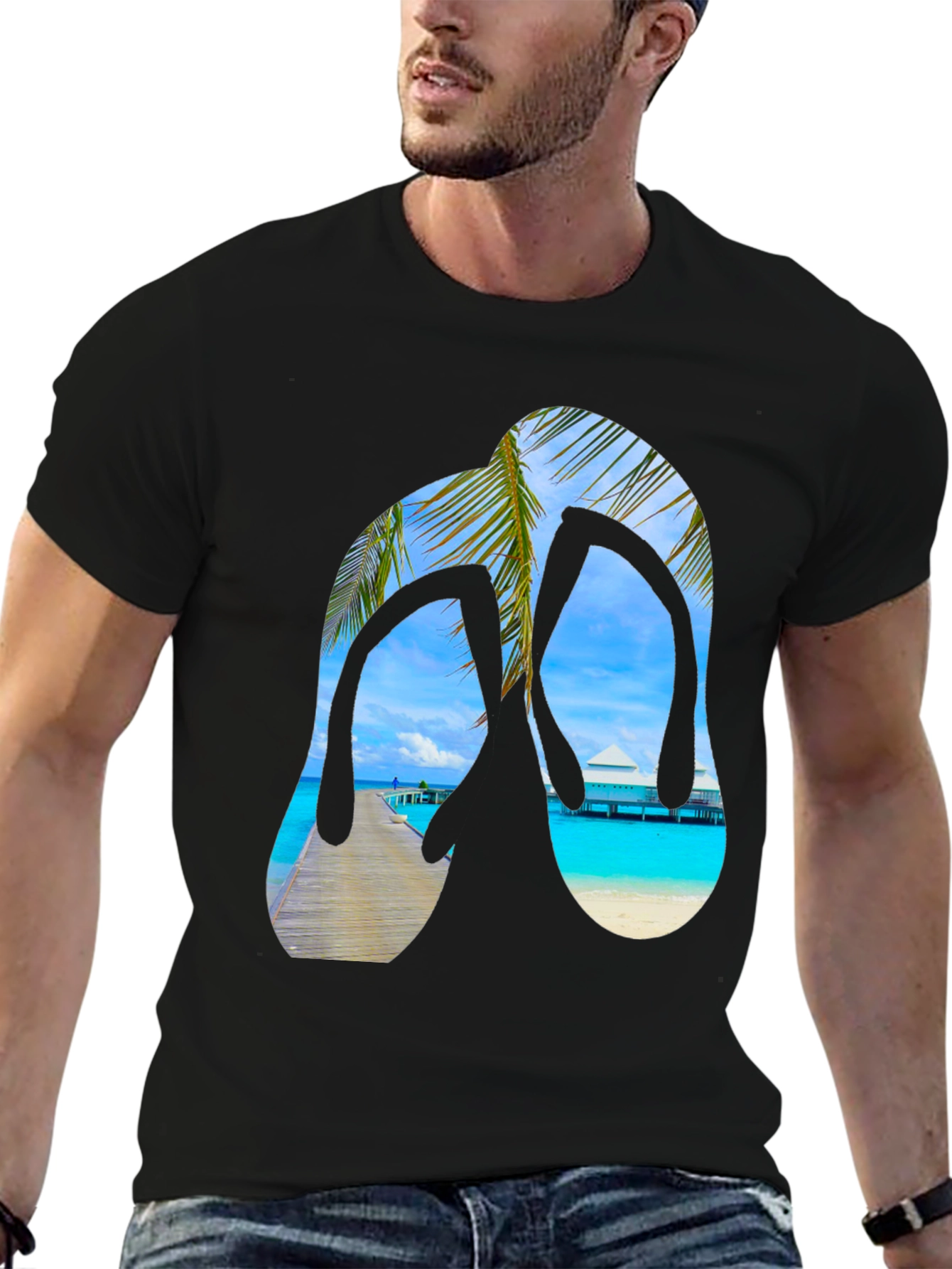 Tropical Flip Flop Graphic T-Shirt