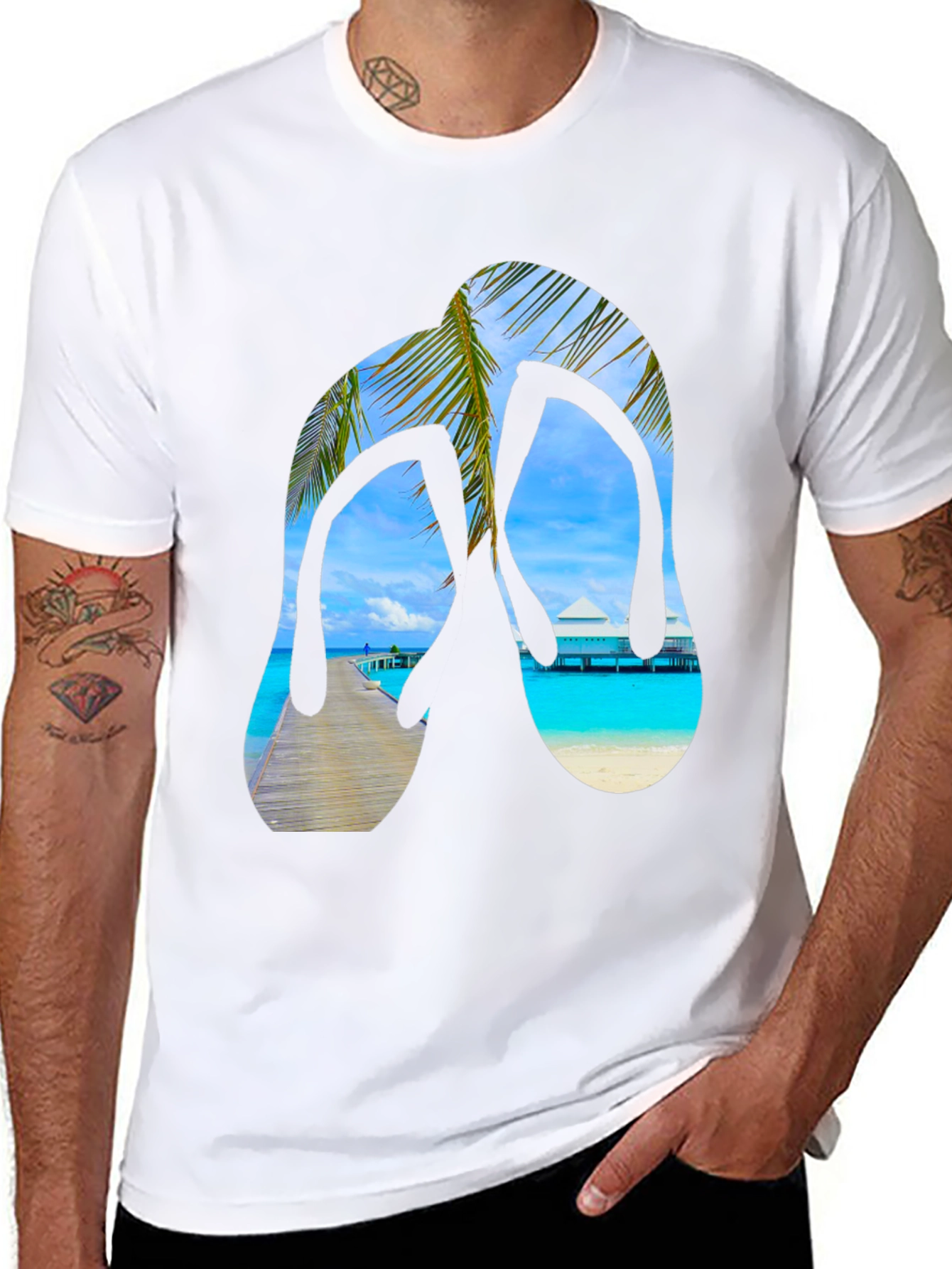 Tropical Flip Flop Graphic T-Shirt