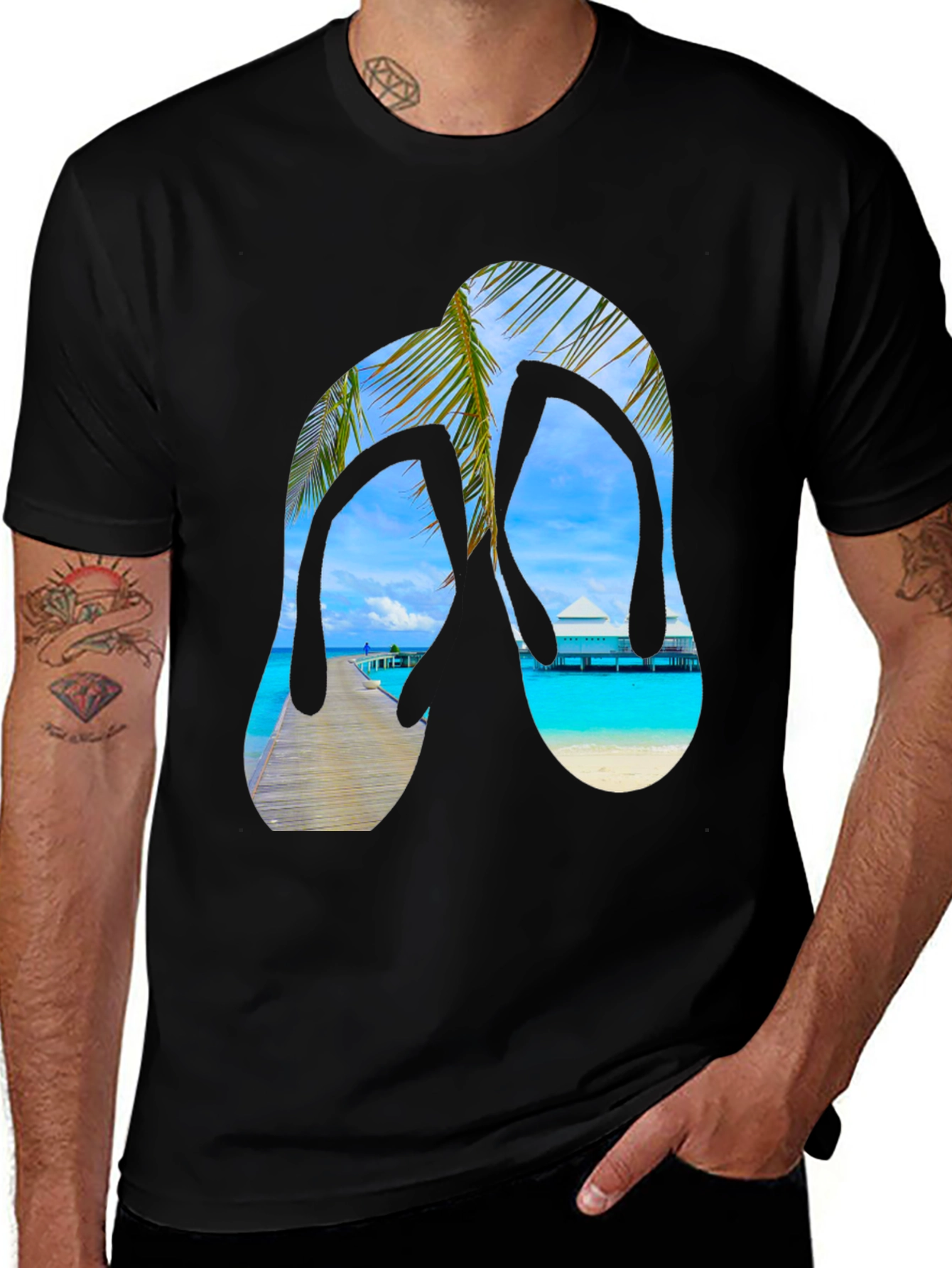 Tropical Flip Flop Graphic T-Shirt