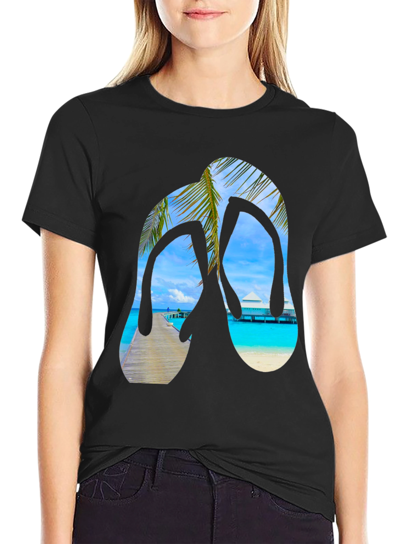 Tropical Flip Flop Graphic T-Shirt