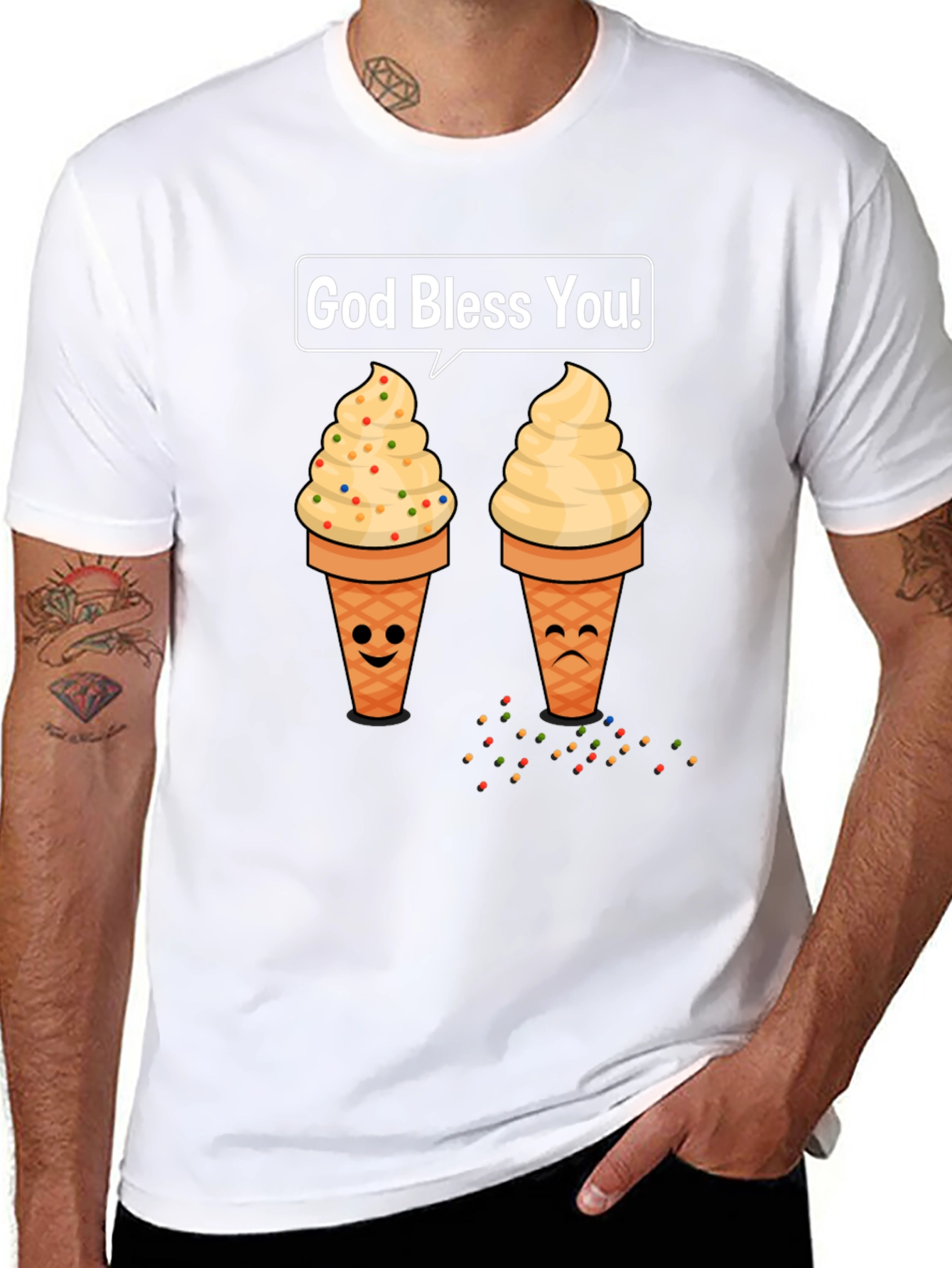 Ice Cream Cone Graphic T-Shirt - God Bless You!