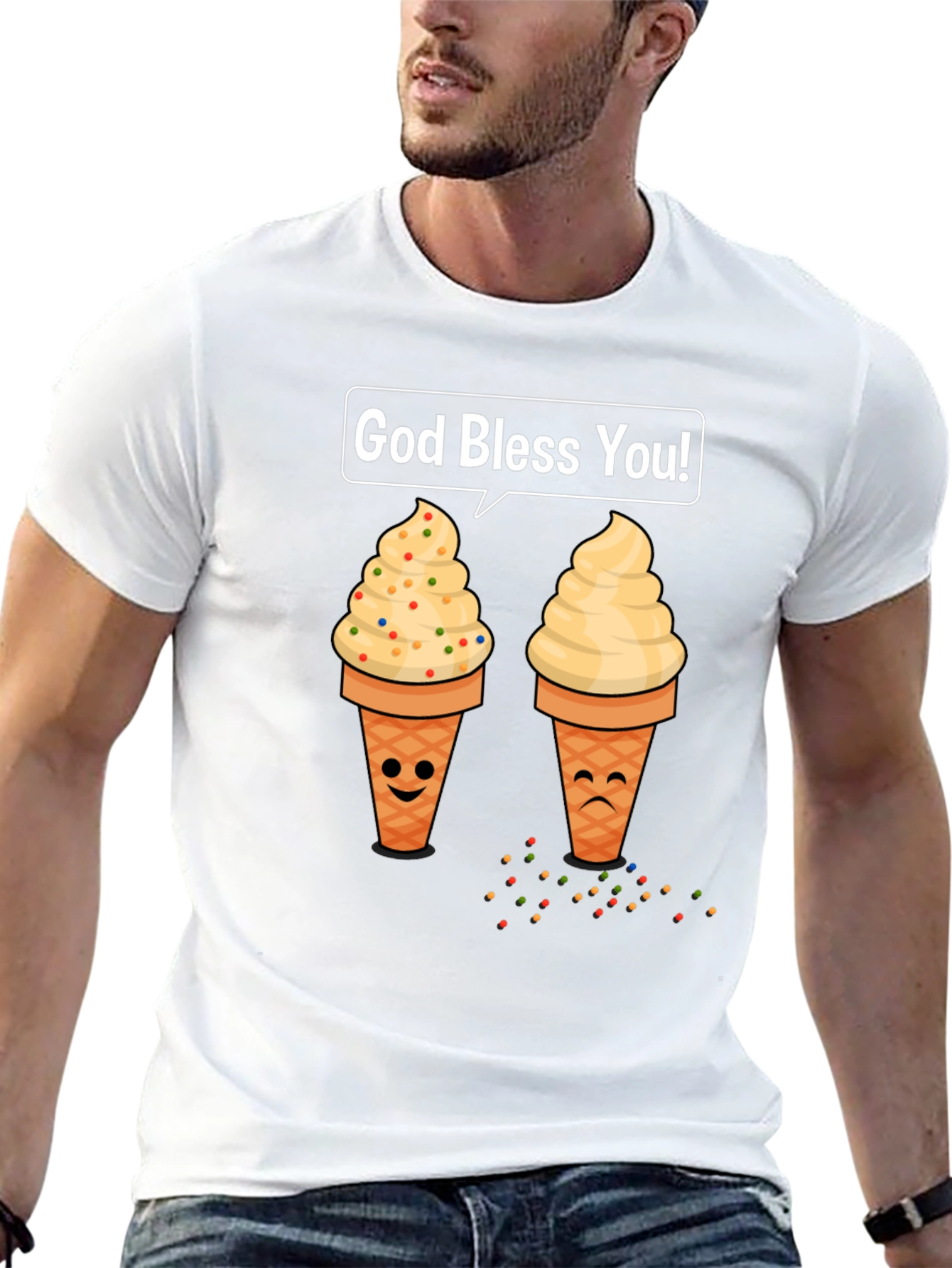 Ice Cream Cone Graphic T-Shirt - God Bless You!