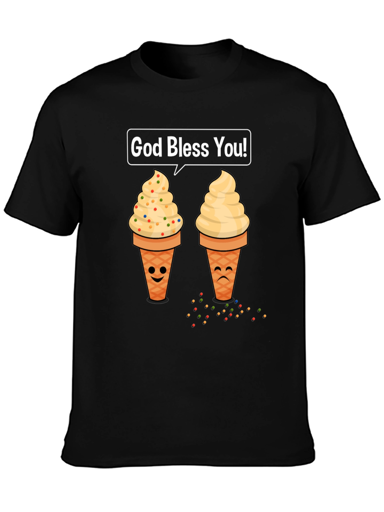 Ice Cream Cone Graphic T-Shirt - God Bless You!
