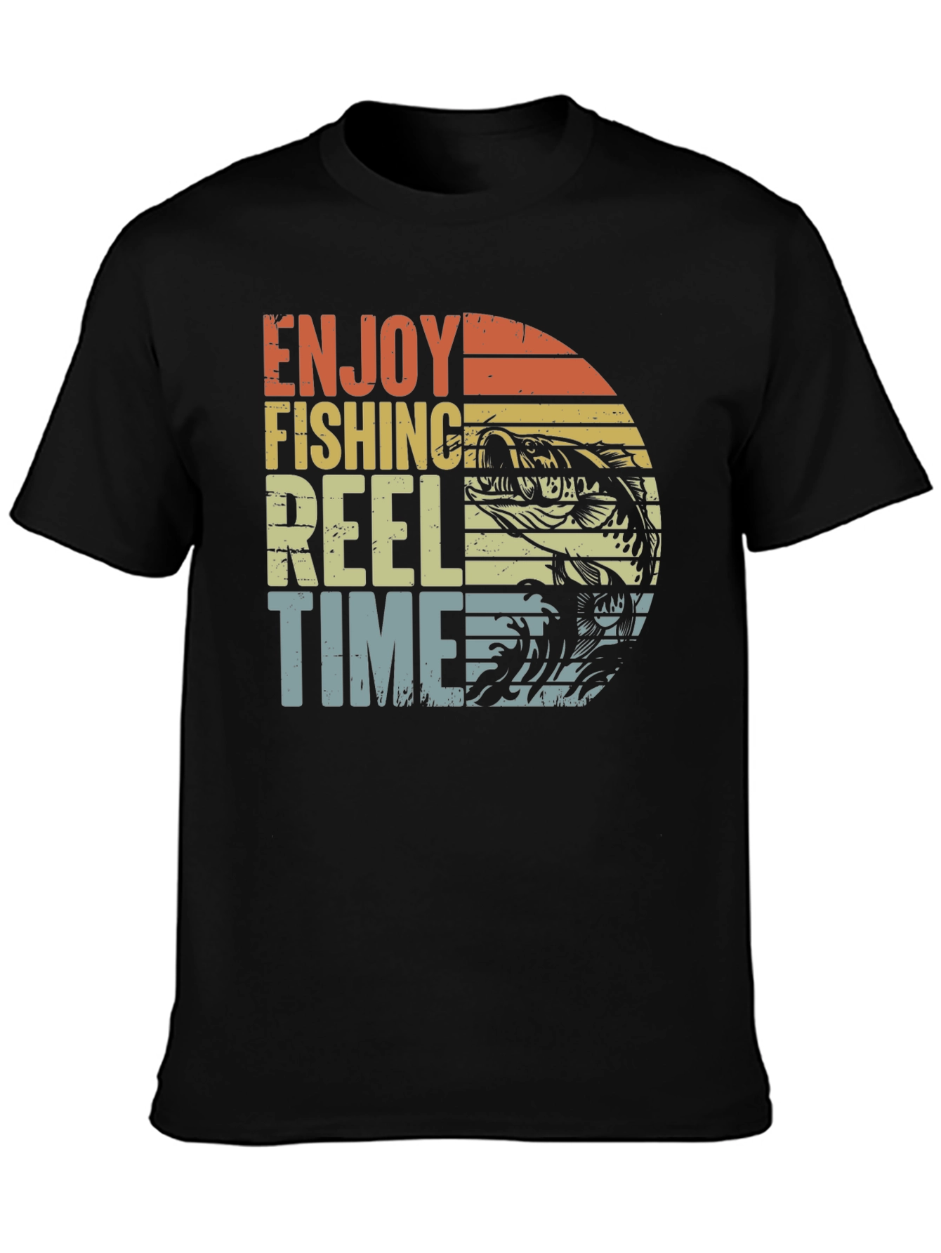 Enjoy Fishing Reel Time Black Graphic Tee