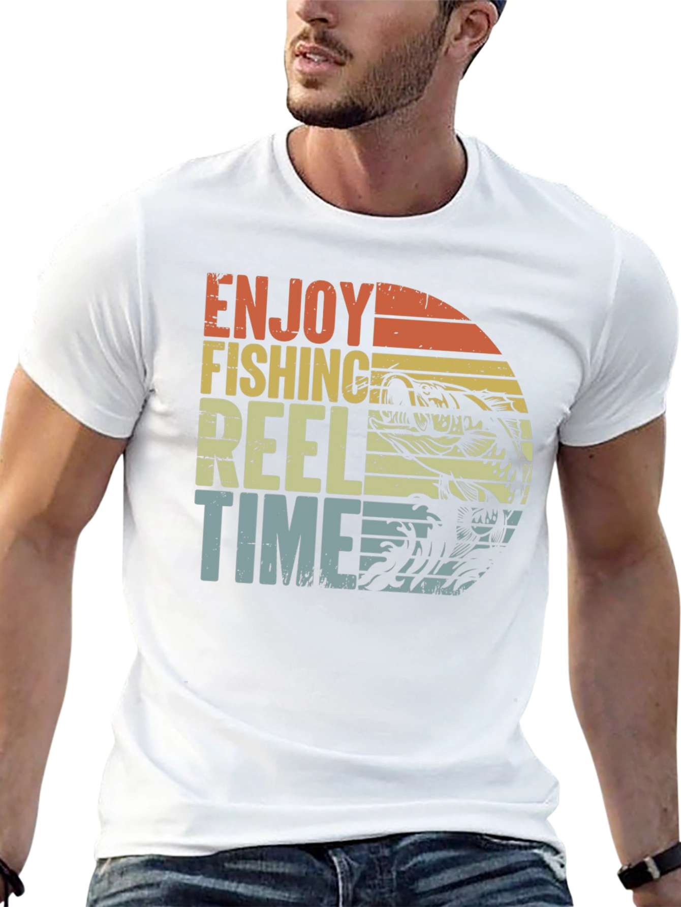 Enjoy Fishing Reel Time Black Graphic Tee