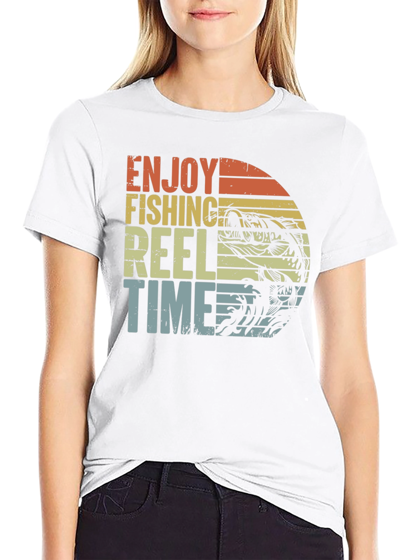 Enjoy Fishing Reel Time Black Graphic Tee