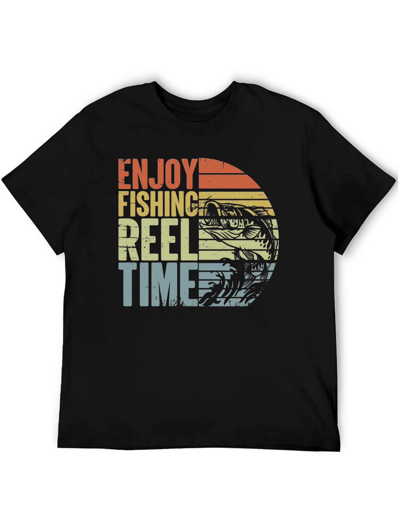 Enjoy Fishing Reel Time Black Graphic Tee
