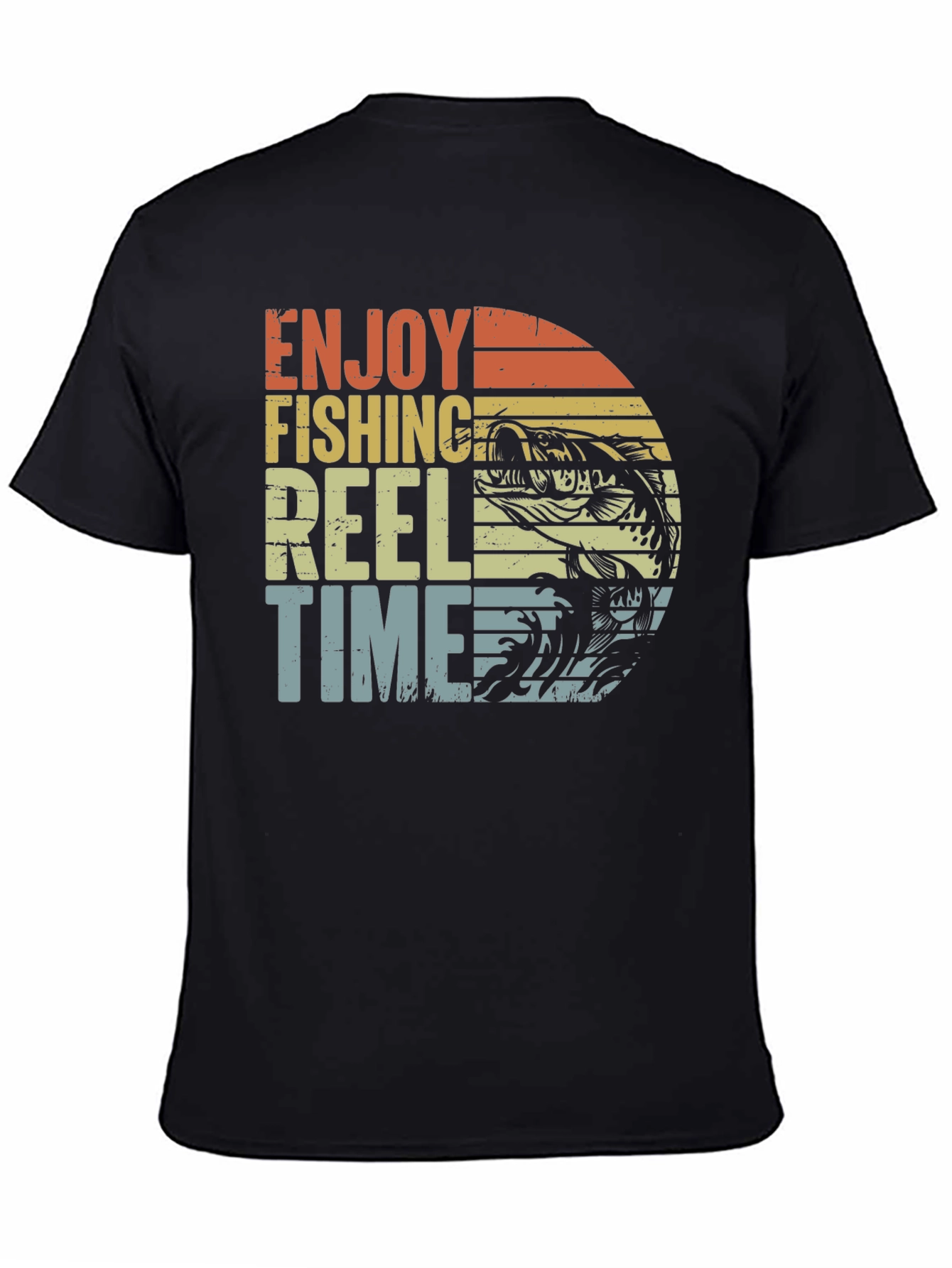Enjoy Fishing Reel Time Black Graphic Tee