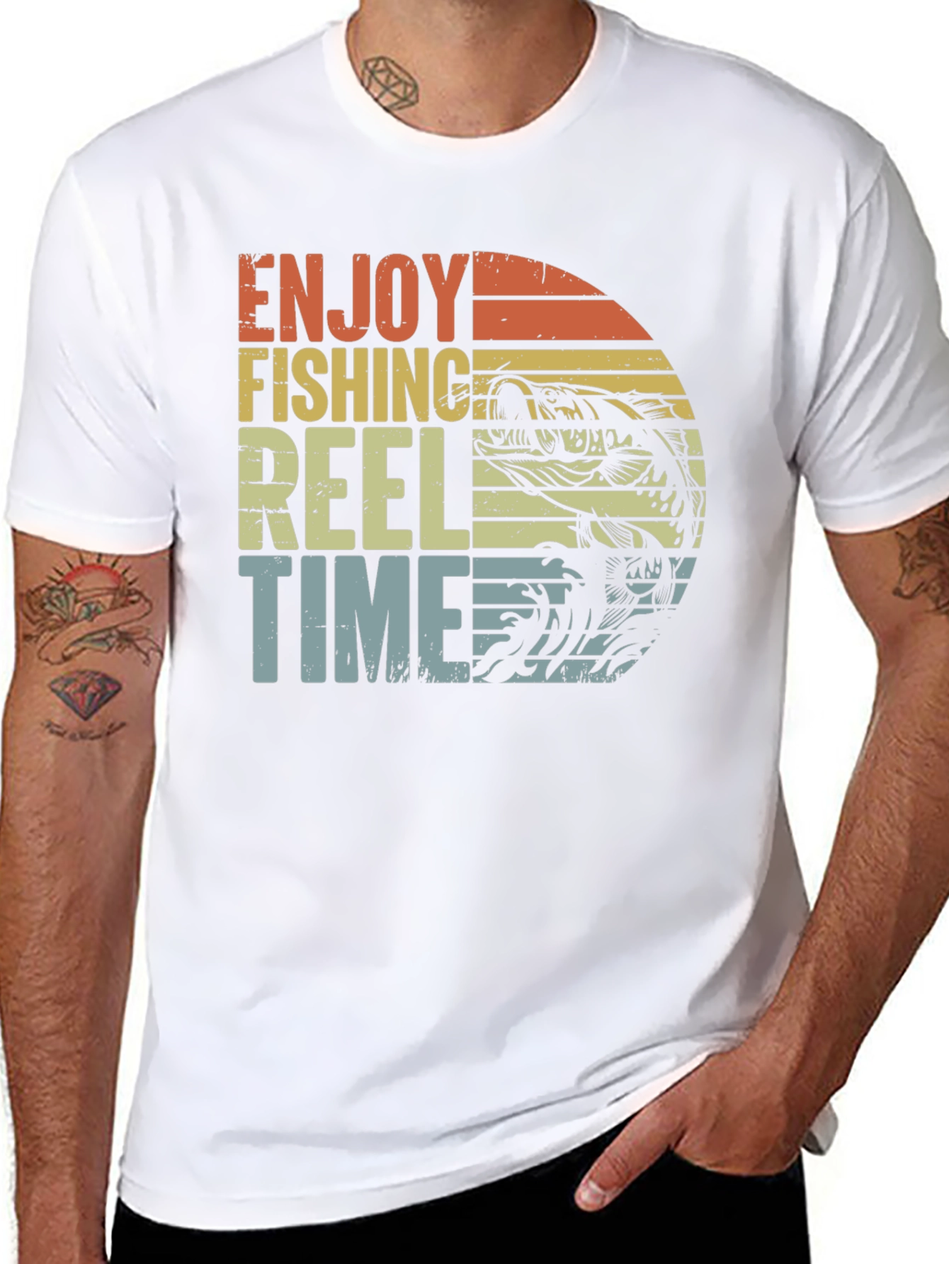 Enjoy Fishing Reel Time Black Graphic Tee