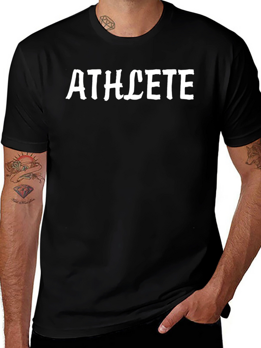 Athlete Graphic Tee - Black Cotton T-Shirt