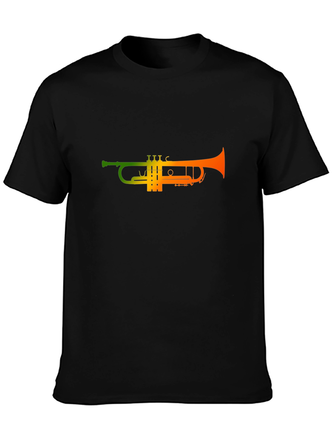 Gradient Trumpet Graphic Tee - Black Cotton T-Shirt