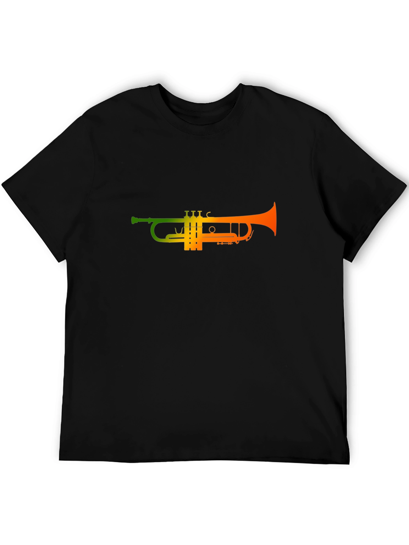 Gradient Trumpet Graphic Tee - Black Cotton T-Shirt