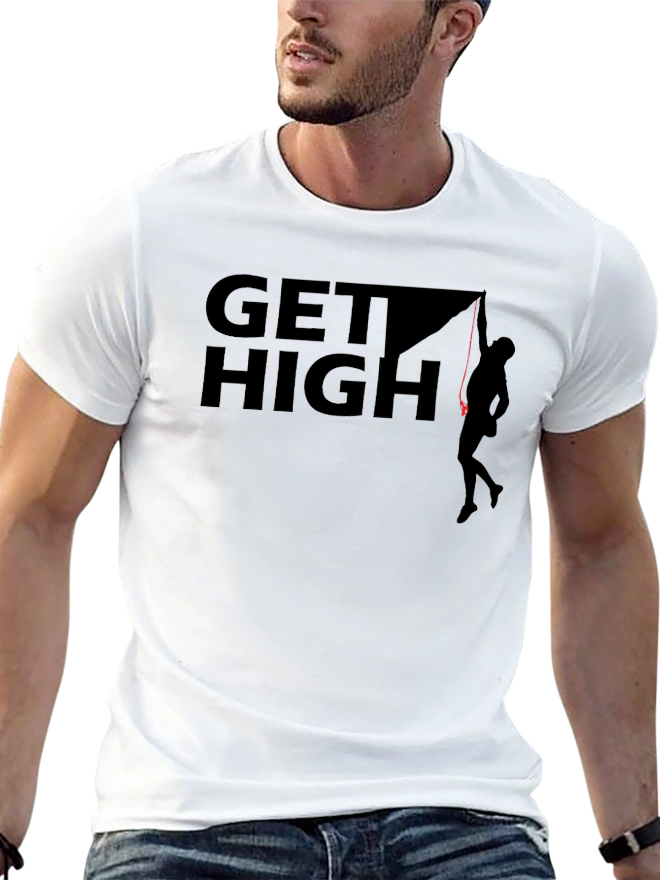 Get High Rock Climbing T-Shirt - Adventure Graphic Tee