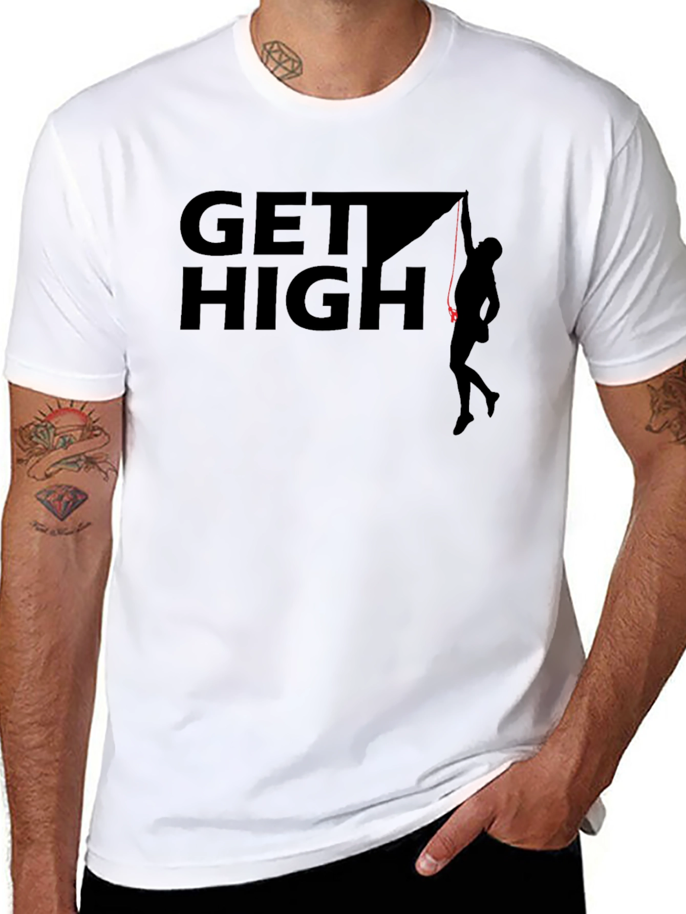 Get High Rock Climbing T-Shirt - Adventure Graphic Tee