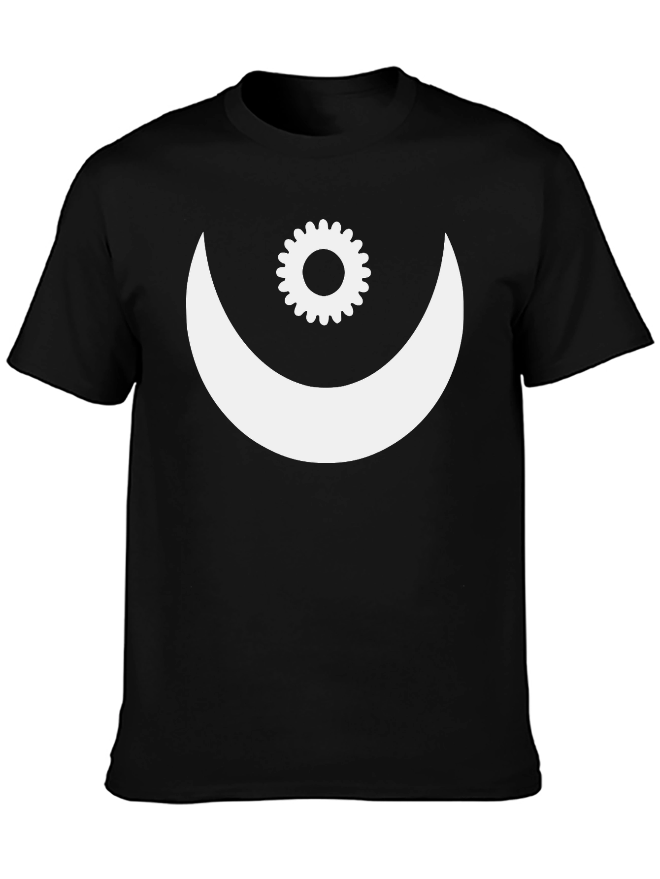 Crescent Moon & Gear Graphic Tee - Black
