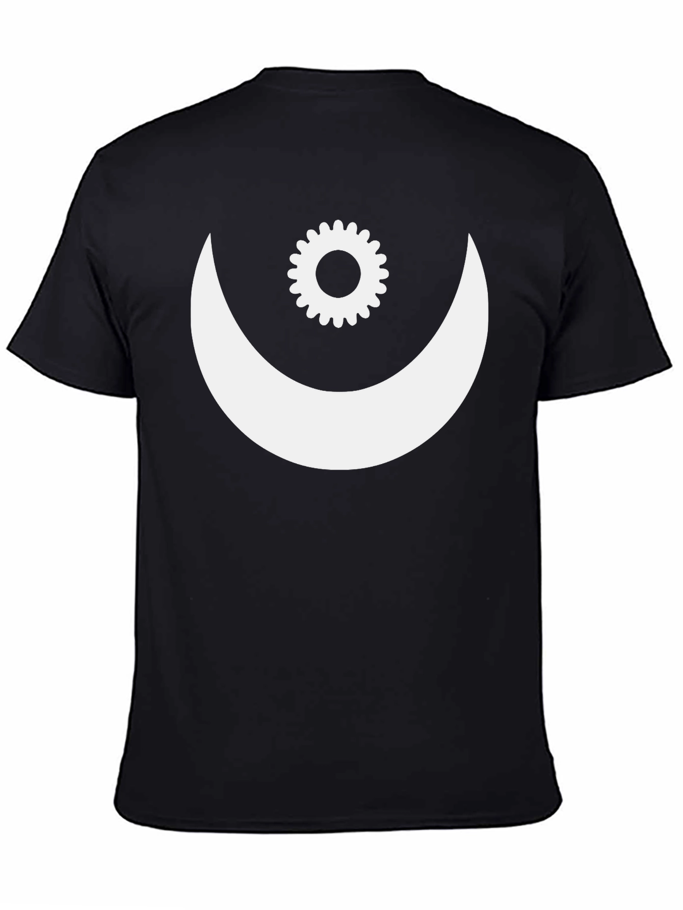 Crescent Moon & Gear Graphic Tee - Black