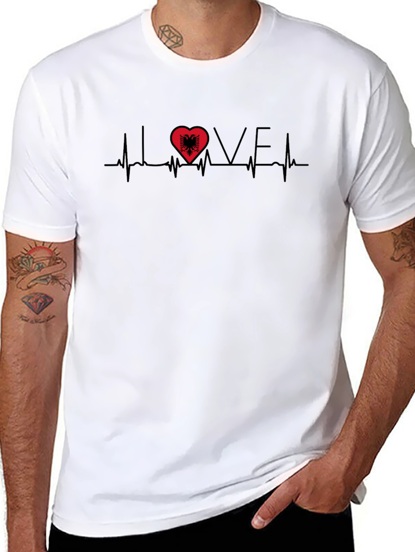 Albania Love Heartbeat Graphic Tee